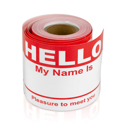 4 x 2.31in Stickers: Hello My Name Is ID Tags (Red)