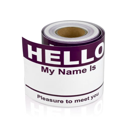 4 x 2.31in Stickers: Hello My Name Is ID Tags (Purple)