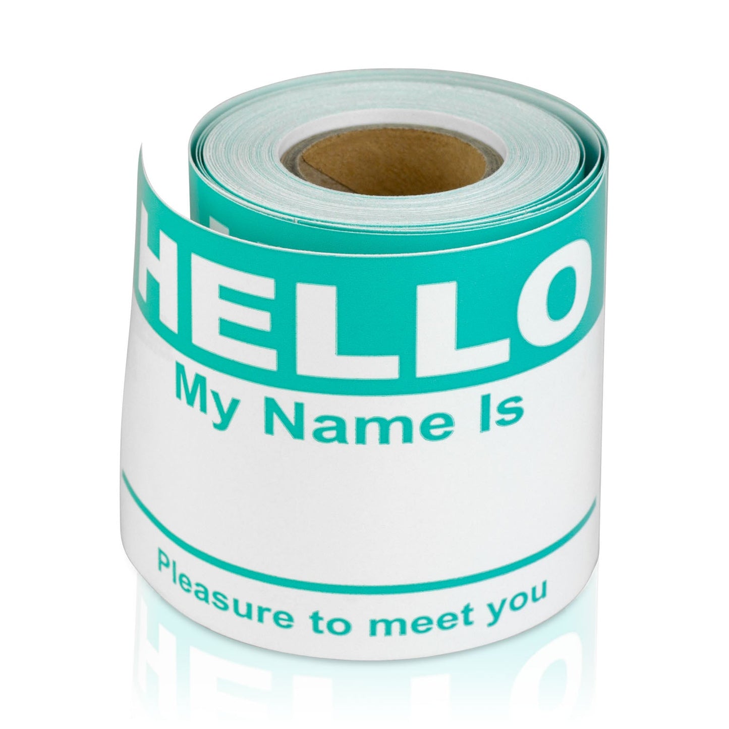 4 x 2.31in Stickers: Hello My Name Is ID Tags (Turquoise)