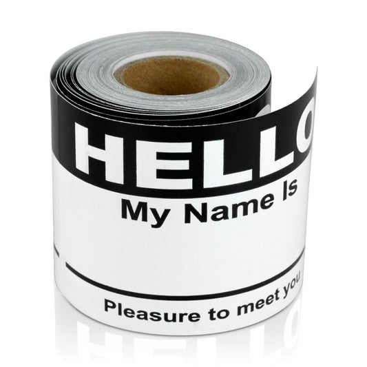 4 x 2.31in Stickers: Hello My Name Is ID Tags (Black)