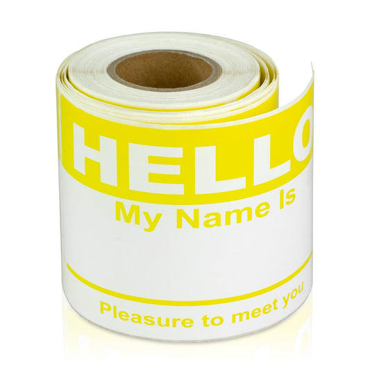 4 x 2.31in Stickers: Hello My Name Is ID Tags (Yellow)