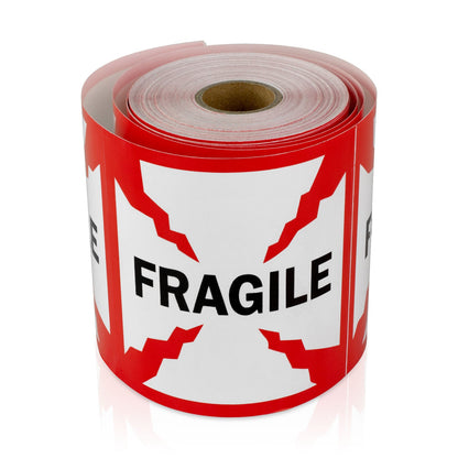 4 x 4in Stickers: Fragile Glass Warning Labels
