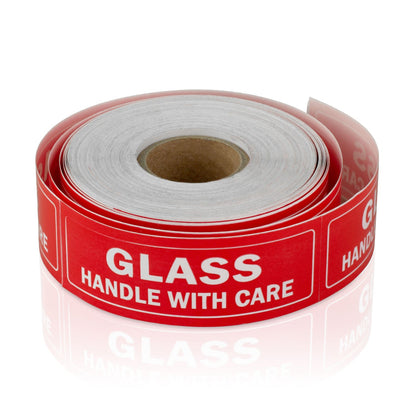 3 x 1in Stickers: Glass Handle With Care Labels