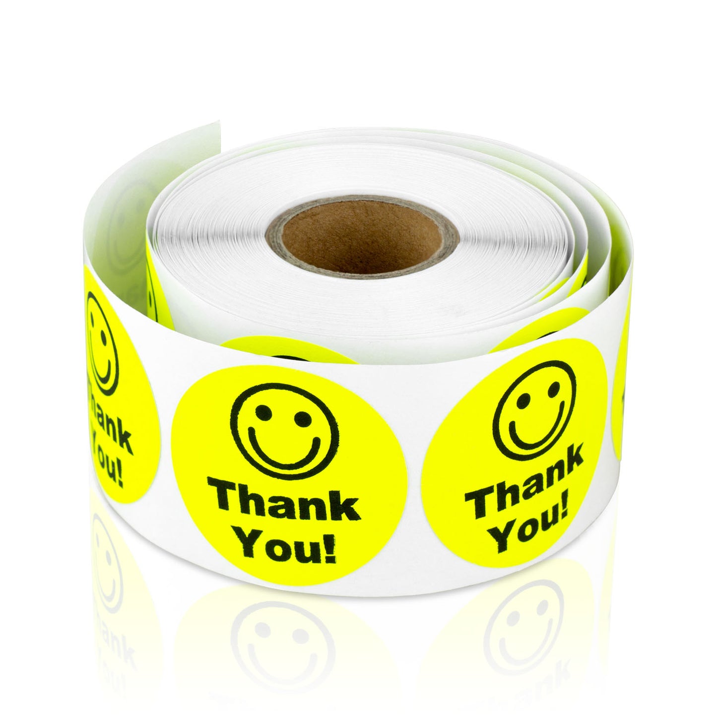 1.5in Stickers: Thank You Smiley Face Labels (Yellow)