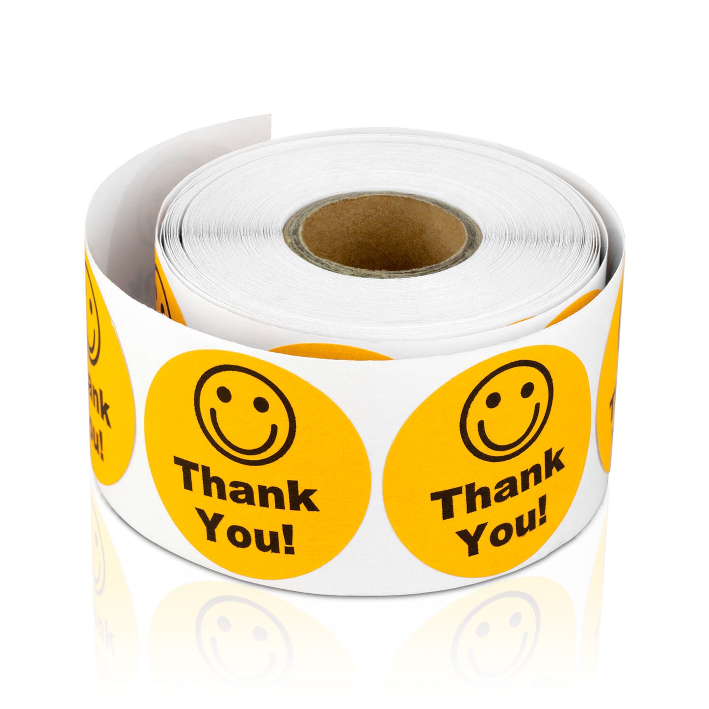 1.5in Stickers: Thank You Smiley Face Labels (Orange)