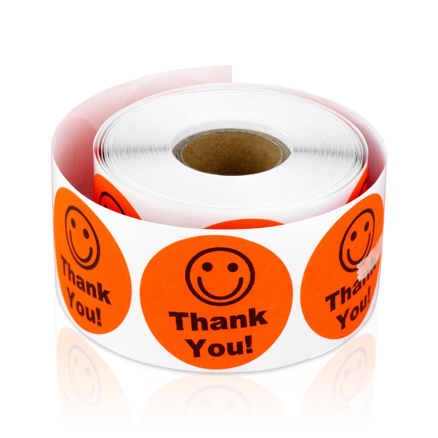 1.5in Stickers: Thank You Smiley Face Labels (Red)
