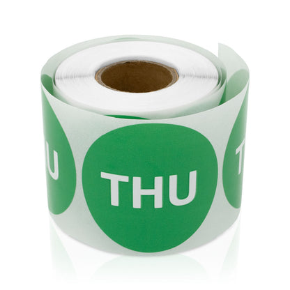 2in Thursday Days of the Week Label Green (Roll)