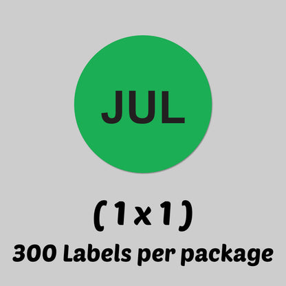 1in July Month Label Green (Sheet)