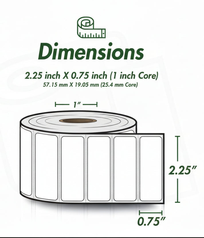 2.25 x 0.75in Direct Thermal Label (1in Core)