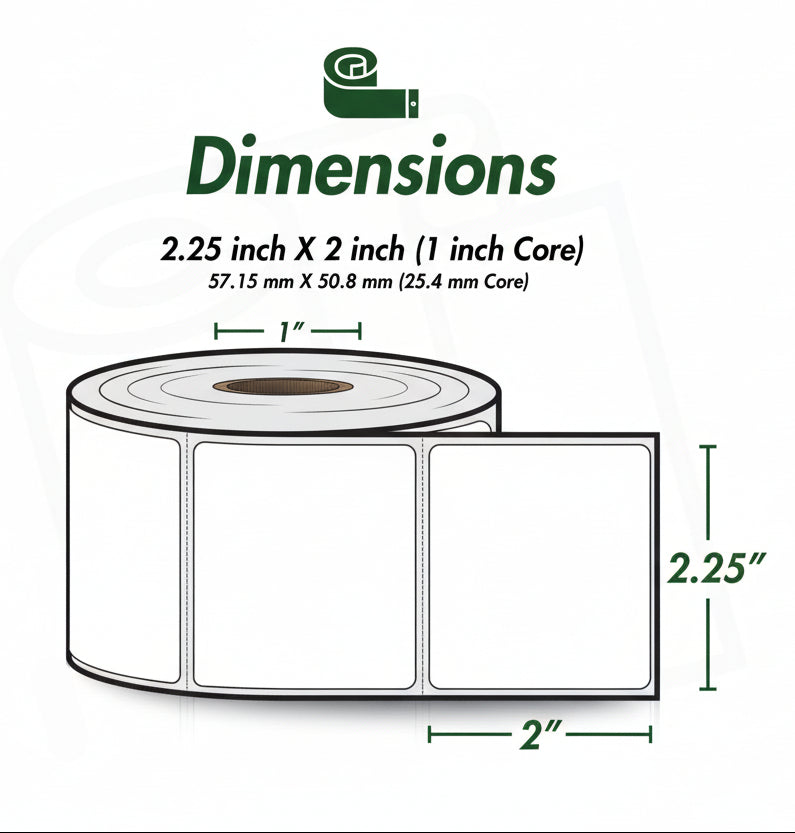 2.25 x 2in Blank Label: Direct Thermal (1 inch Core)