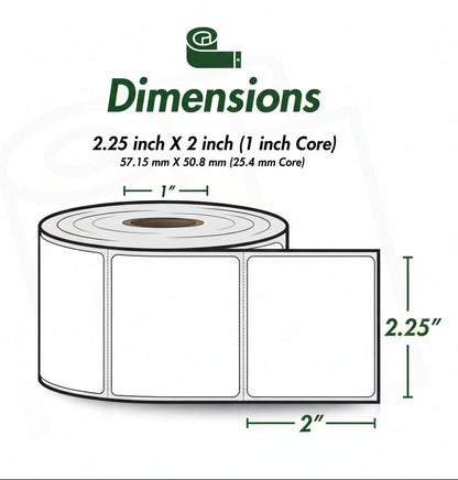 2.25 x 2in Blank Label: Direct Thermal (1 inch Core)