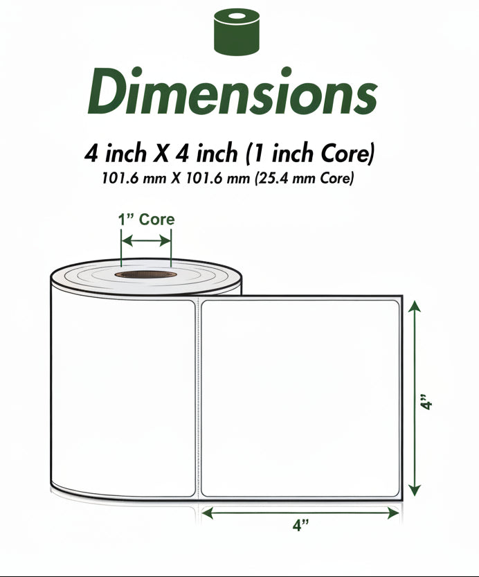 4 x 4in Blank Label: Direct Thermal (1 inch Core)