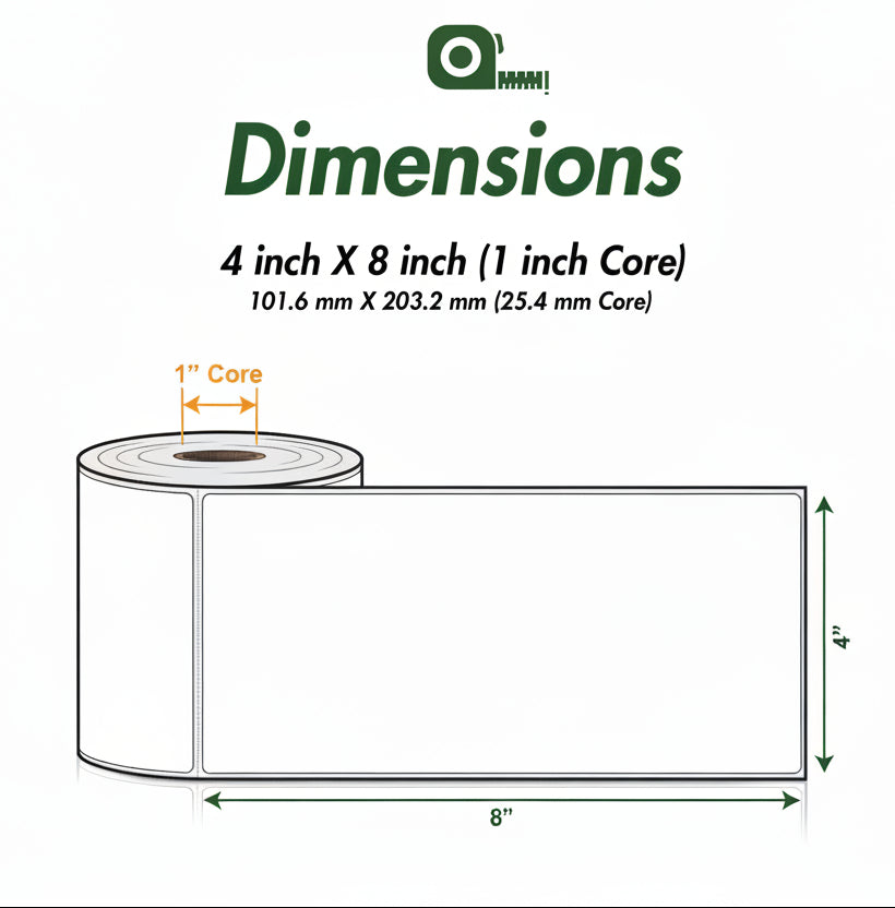 4 x 8in Blank Label: Direct Thermal (1 inch Core)