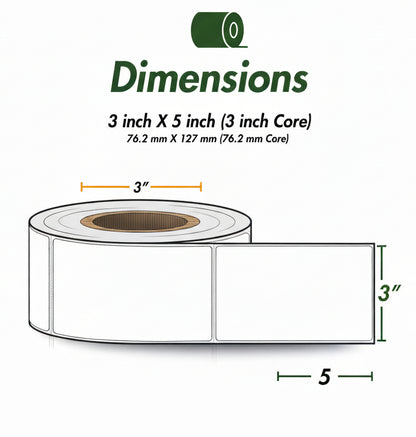 3 x 5in Blank Label: Direct Thermal (3 inch Core)