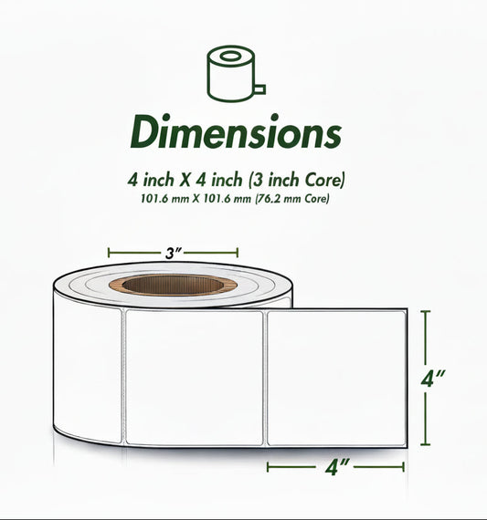 4 x 4in Blank Label: Direct Thermal (3 inch Core)