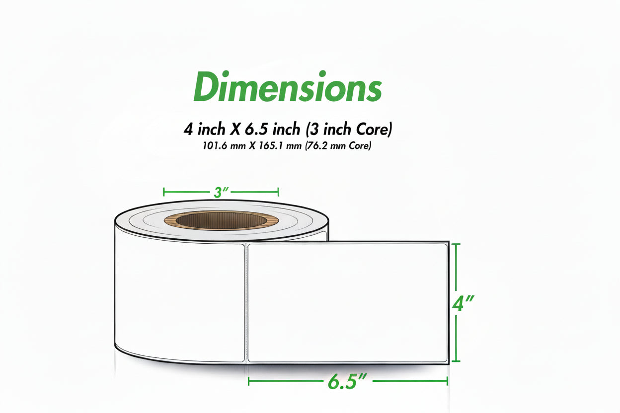 4 x 6.5in Blank Label: Direct Thermal (3 inch Core)