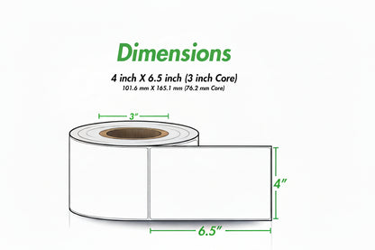 4 x 6.5in Blank Label: Direct Thermal (3 inch Core)