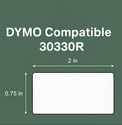 0.75 x 2in Removable Return Address Labels: Dymo Compatible 30330R Bright White